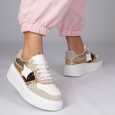 Gemre Sneakers mit Brokat und Tierdruck - Vanelion-Taschenwelt